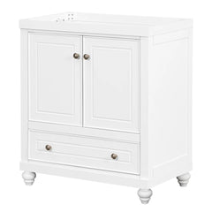 30" Bathroom Vanity with Sink, Combo, Cabinet with Doors and Drawer, Solid Frame and MDF Board, White (Old Sku:JL000006AAK)