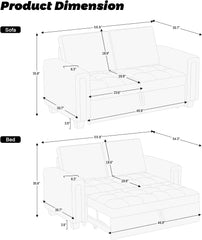 Modular Sectional Sleeper Sofa with Pull Out Couch Bed Modular Sleeper Loveseat Sectional Sofa Velvet Fabric for Living Room