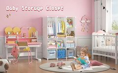 Dresser, Kids Closet Organizers, Portable Kids Wardrobe for Closet, Bedroom, Nursery, Cubby, Cabinet, Clothes, Dress, Baby