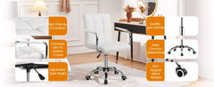 Desk Chairs with Wheels/Armrests Modern PU Leather Office Chair Midback Adjustable Home Computer Executive Chair 360 Swivel