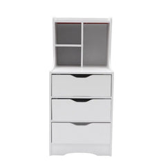 Modern Tall White Nightstand With 3 Drawers Side Stand Storage Cabinet Bedside Table Organizer Bedroom Furniture White