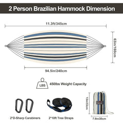 Brazilian Double Hammock with Tree Straps