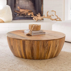 Kiln-dried mango wood with natural or walnut finish,Goa Coffee Table, size, 35.75"D x 35.75"W x 12"H,Walnut