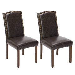 JHK Dining Chairs Padded Backrest Set Of 2 Thickened Sponge Cushion  Upholstered Fabric Kitchen Chairs With Nailhead Trim Home