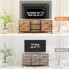 Dresser TV Stand, Wide Dressers & Chests of Drawers with Charging Station & 4 Drawers Storage for 50 inch TV, Media