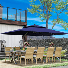 10x13FT Cantilever Outdoor Patio Umbrellas, Double Top Large Rectangle Umbrella, Rotation Offset Outdoor Sun Shade Umbrella