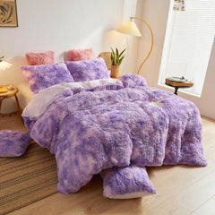 Plush Shaggy Duvet Cover Luxury Ultra Soft Crystal Velvet Bedding 1PC(1 Faux Fur Duvet Cover),Zipper Closure