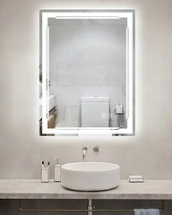 24x32 Lighted Bathroom Mirror with Bluetooth Speaker - Smart LED Makeup Wall Mounted Mirrors - 3 Lights Setting Anti-Fog