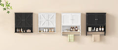 Bathroom Wall Cabinet, Bathroom Cabinet with Barn Doors & Adjustable Shelf, Medicine Cabinet for Laundry Room, Living Room