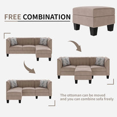 79'' Sectional Sofa Couch for Living Room, Small 3-Seat L Shaped Couch with Linen Fabric Convertible Sofa with Chaise Clearance