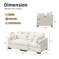 Modular Sectional Sofa, Cloud Couch Sectional 2/3/4 Seater, Corduroy Fabric Sectional Couch with Pillows for Modern Living Room