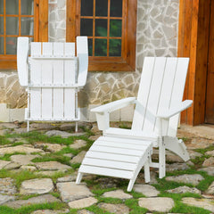 Outdoor Wooden Folding Adirondack Chair With Footrest Weather Resistant Fire Pit Chair Patio Chairs Set