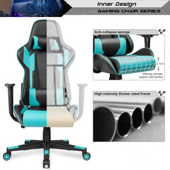 Game chair, high back leather office chair, ergonomically adjustable rotating task chair, headrests and lumbar support