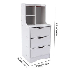 Modern Tall White Nightstand With 3 Drawers Side Stand Storage Cabinet Bedside Table Organizer Bedroom Furniture White