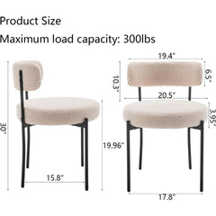 Dining Chair Set of 4 with Black Metal Legs for Dining Room, Kitchen, Round Modern Upholstered Dining Chair