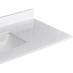 48 Inch Solid White Vanity Sink Top, Engineered Stone Vanity Top,8 Inch Widespread Faucet Hole with Backsplash Countertops