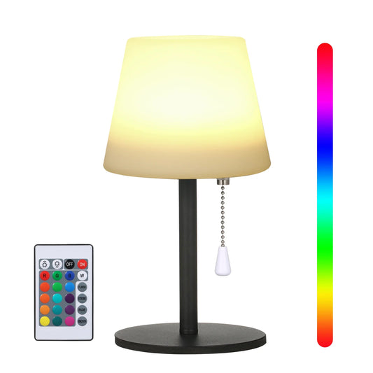 RGB Table Lamp Colorful Desk Light with Remote Controller Pull Chain Switch Bedside Lamp Reading Lamp USB Rechargeable