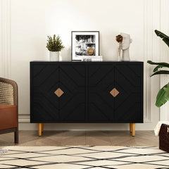 HLR 48" accent cabinet with 4 doors, embossed pattern, ideal for living room, kitchen, or hallway.