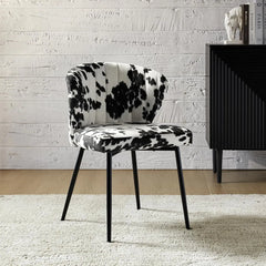 Velvet Dining Chair Modern Small Vanity Chair with Back Metal Legs Elegant Tufted Armless Accent Chair Living Room