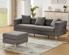 Oversized Sofa - 85 inch Sofa Couch, 3 Seater Comfy Bouclé Deep Seat Sofa for Living Room - Grey