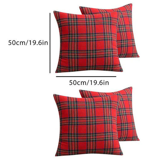 Pillow Cases Christmas Scottish Tartan Plaid Cushion Covers Bed Sofa Pad Party Decor Throw Pillow Cover Holiday Decors 45/50cm