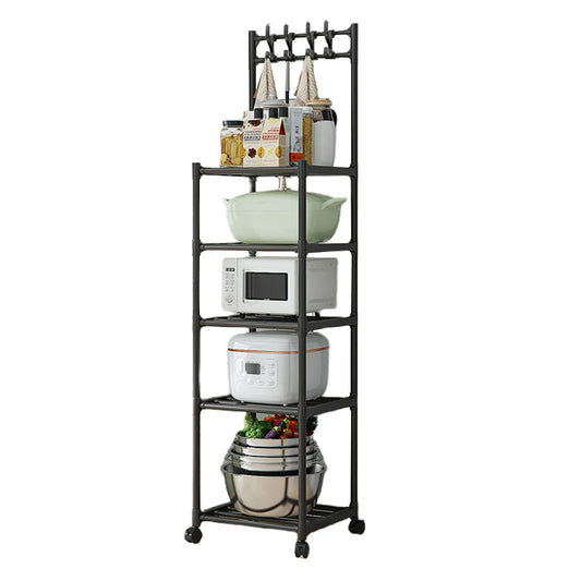 5 Tier Storage Shelves 110LBS Heavy Duty Shelving Unit Storage Rack w/Rolling Wheel for Laundry Bathroom Kitchen Garage