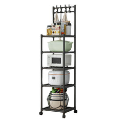 5 Tier Storage Shelves 110LBS Heavy Duty Shelving Unit Storage Rack w/Rolling Wheel for Laundry Bathroom Kitchen Garage