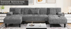 Sectional Couches for Living Room, U Shaped Sofa Chenille Modern Couch with USB & Type C Charging Ports Double Chaise a