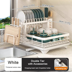 Dish Bowl Drainer Storage Rack Kitchen Dish Drying Rack with Drainboard Sink Organizer Countertop Dinnerware Storage Holder