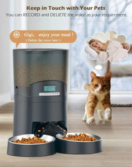 Automatic Cat Feeders 2 Cats 6.5L, 2.4G WiFi Smart Pet Feeder with APP Control for Cats and Dogs Dry Food Dispenser with 2 Stain