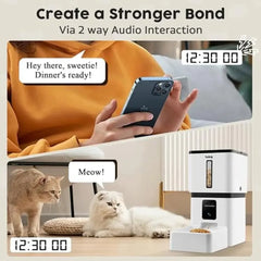 Smart Pet Feeder Camera WiFi 8L 1080P Night Vision 2-Way Audio App Control Dog Cat Food Dispenser Timer