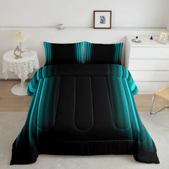 Comforter Set Kids Teens Dark Blue and Black Striped Bedding Bed Set Decor Modern Fashion Comforter Inner Fill Bedroom