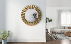 Handcrafted Round Wall Mirrors Decorative Modern Wall-Mounted Mirrors for Living Room, Entryway, Foyer, Hallway, Be