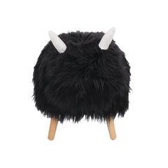 Velvet Cow-Shaped Ottoman, Cute Wood Foot Stool Shoes Changing Seat with Cushioned for Adult  Playroom, Porch Furniture, Stool