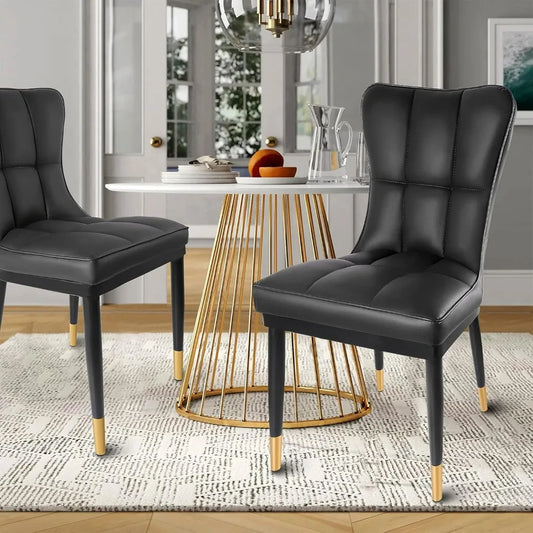 Modern Dining Chairs Set of 4 Leather Dining Room Chairs Chaises Upholstered Side Chair Solid Metal Legs for Kitchen Living Room