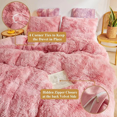 Plush Shaggy Duvet Cover Luxury Ultra Soft Crystal Velvet Bedding 1PC(1 Faux Fur Duvet Cover),Zipper Closure