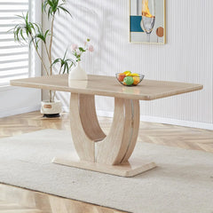 67”Modern Dining Table for 6,Rectangular kitchen table with faux marble tabletop ＆ Ideal for Dining Room, Kitchen Room