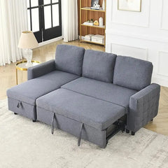 Modern Convertible Sleeper Sofa Bed, Seat Lounge Sofa w/Reclining Backrest,Toss Pillows,Sofa Couch Pullout Bed for Living Room