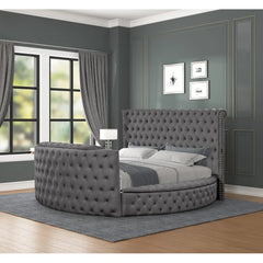 Maya Modern Style Crystal Tufted King 4PC Bed room set Made with wood in Gray ,Main Color: Gray