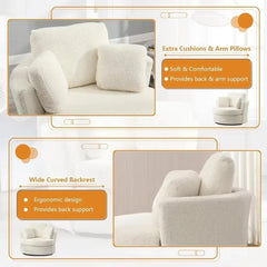 42'' W Living Room Chair, 360 Degree Oversized Swivel Accent Chairs, Modern Upholstered Arm Chairs, Comfy Round Swivel Chair