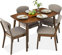 Dining Room Sets, 5-Piece Dining Set, Compact Mid-Century Modern Table & Chair Set for Home, W/ 4 Chairs, Dining Room Sets