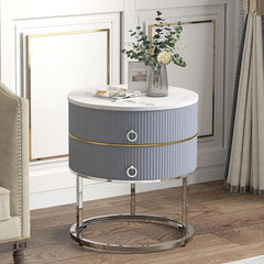 Side Table for Living Room Bed Room Bedside Tables Modern Nightstand With 2 Drawers Furniture Silver Bedroom Home