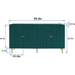 60" Modern Sideboard Buffet Accent Cabinet, Green Entryway Table with Storage Wood Credenzas for Living Room Home Bar