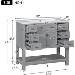 bathroom organizers, Bathroom Vanity with Single Sink Combo, Modern Bathroom Sink Cabinet with Soft Closing Doors & Drawers & Op