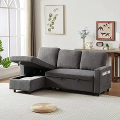 Modern Convertible Sleeper Sofa Bed, Seat Lounge Sofa w/Reclining Backrest,Toss Pillows,Sofa Couch Pullout Bed for Living Room