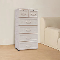 CNCEST 5 Drawer Dresser,PP Storage Cabinet Chest Clothes Storage with 2 Lockable Drawers Vertical Clothes Storage Tower