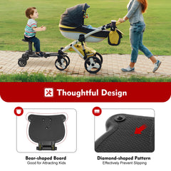 2 in 1 Universal Stroller Board Standing Buggy Board with Detachable Seat Pram Pedal Adapter Pushchair Kids Ride Board Load 25kg