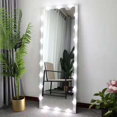 Full Length Vanity Mirror With LED light bulbs Bedroom Hotel Long Wall Mouted Full Body Mirror Large Floor Dressing Mirror