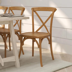 Bardstown Bistro Style Wooden Dining Chair - Medium Natural White Grain - High X-Back