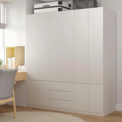 Large Armoire Wardrobe Closet with Drawers and Shelves, White Bedroom Armoires, Wooden Freestanding Wardrobe Armoire for Bedroom